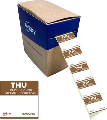 AVERY Zweckform ablösbare Lebensmittel-Tagesetiketten Donnerstag (braun 25 x 25 mm 10