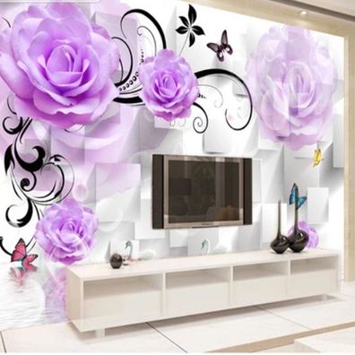 Vlies Fototapete Wandtapete Wandbilder 3D-Effekt Rosenwasserreflexion 2253