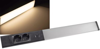 LED Unterbauleuchte "Arusha" schwarz USB A+C PD, 60cm, Licht warmweiß