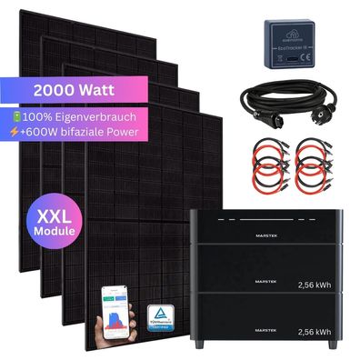 Balkonkraftwerk 2000+ Watt SET MIT Speicher Marstek Venus D 0-7,68 kWh Smartmeter