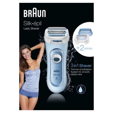 Braun Silk-épil Lady Shaver LS5160 Blau Trimmer- Und Peeling-System 3-In-1