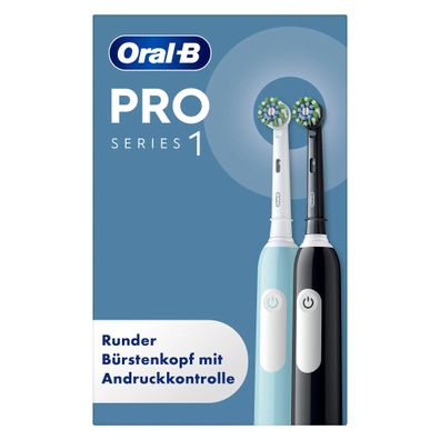 Oral-B Pro 1 Black/Caribbean Blue Elektrische Zahnbürste mit 2. Handstück