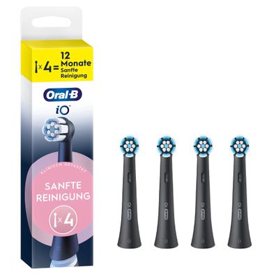 Oral-B iO Sanfte Reinigung, black, 4er Aufsteckbürsten
