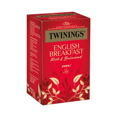Twinings English Breakfast, Schwarztee, 20 Teebeutel im Kuvert, 40g
