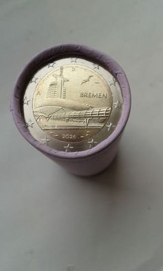 Sichtrolle 25 x 2 euro 2026 Bremen prägefrische Rolle Berlin A