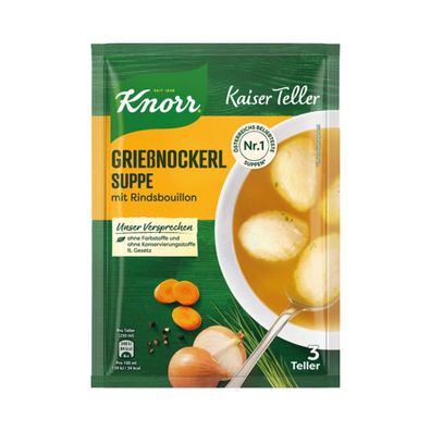 Knorr Kaiser Teller Grießnockerl-Suppe mit Rindsbouillon, 3 Teller, 67g