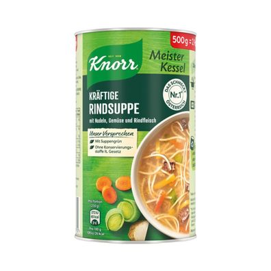 Knorr Meister Kessel Kräftige Rindsuppe mit Nudeln, Gemüse und Rindfleisch, 500g