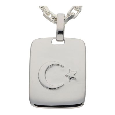 Kettenanhänger Türkische Flagge Silber 925 Herren Unikat massiv JL30-02-5216