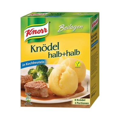 Knorr Beilagen Kartoffelknödel halb+halb, 6 Stück, in Kochbeuteln, 200 Gramm