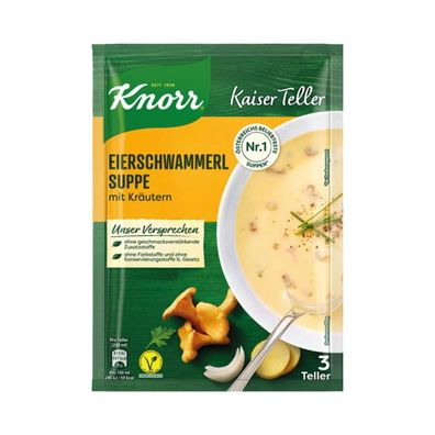 Knorr Kaiser Teller Eierschwammerl-Suppe mit Kräutern, vegan, 3 Teller, 92g