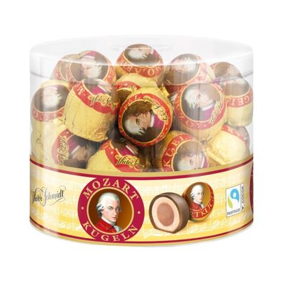 Victor Schmidt Austria Mozartkugeln, ca. 50 Stück, Klarsichtdose, 825 Gramm