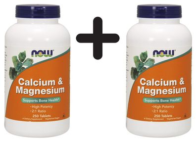 2 x NOW Foods Calcium & Magnesium - 250 tablets