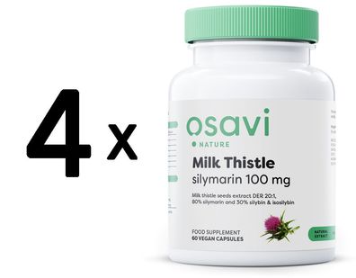4 x Osavi Milk Thistle, Silymarin 100mg - 60 vegan caps