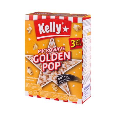 Kelly Golden Pop Mikrowellen-Popcorn Buttergeschmack, glutenfrei, 3er Packung, 270 Gr
