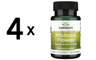 4 x Swanson Full Spectrum Hibiscus Flower, 400mg - 60 caps