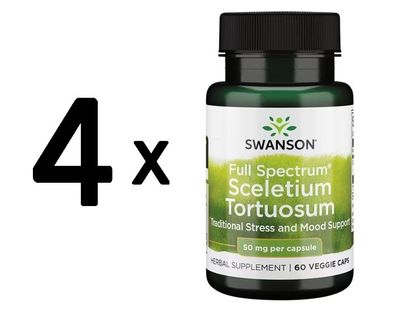 4 x Swanson Full Spectrum Sceletium Tortuosum, 50mg - 60 vcaps