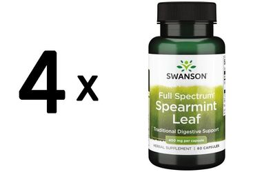 4 x Swanson Full Spectrum Spearmint Leaf, 400mg - 60 caps