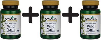 3 x Swanson Full Spectrum Wild Yam, 400mg - 60 caps