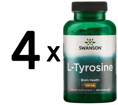 4 x Swanson L-Tyrosine, 500mg - 100 caps