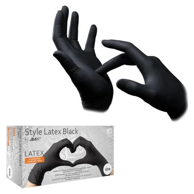 Style Latex Black Ungepuderte Schwarze Latexhandschuhe, Gr. XL, 100 St/Pk