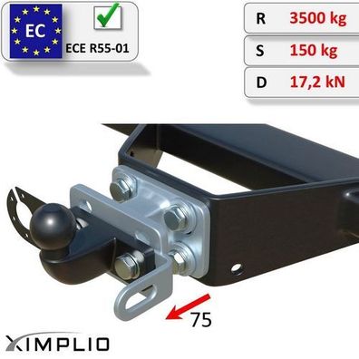 AHK Distanzplatte 100mm Flanschkugel 83x56/90mm Verzinkt Kia Bongo II 1990-1999