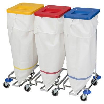 Meditrans Wäschesammler, dreifach, inkl. Pedal und Deckel, 1 St