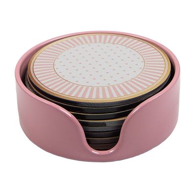 Clayre & Eef Untersetzer für Gläser Ø 10x4 cm Beige Kunststoff (Gr. (8) Ø 10x4 cm)