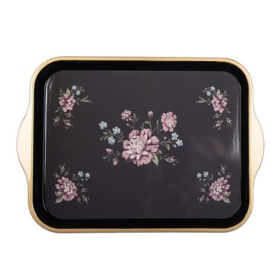 Clayre & Eef Tablett 38x27x2 cm Schwarz Kunststoff (Gr. 38x27x2 cm)