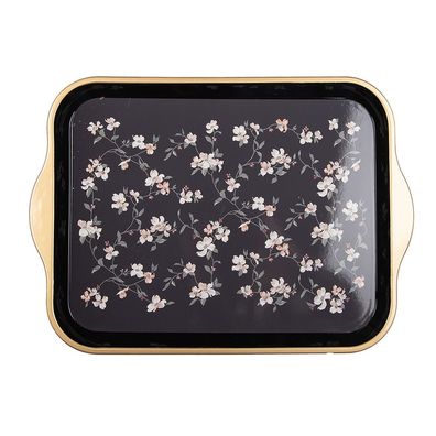 Clayre & Eef Tablett 38x27x2 cm Schwarz Kunststoff (Gr. 38x27x2 cm)