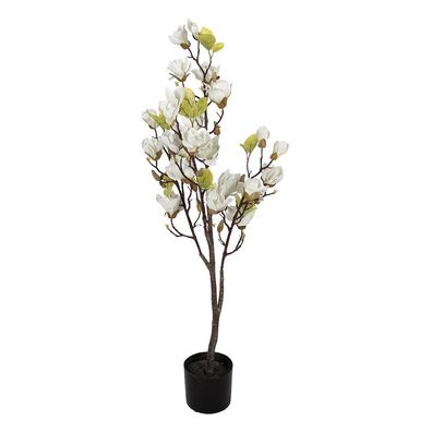 Clayre & Eef Kunstpflanze Magnolie 20x15x120 cm Weiß Kunststoff (Gr. 20x15x120 cm)
