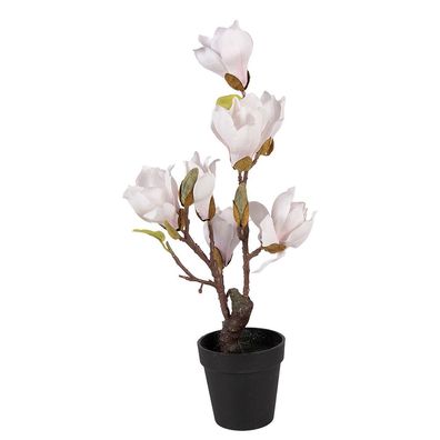 Clayre & Eef Künstlicher Baum Magnolie 12x12x40 cm Weiß Kunststoff (Gr. 12x12x40 cm)