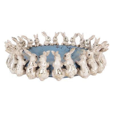 Clayre & Eef Dekoration Schale Kaninchen Ø 23x7 cm Beige Kunststoff (Gr. Ø 23x7 cm)