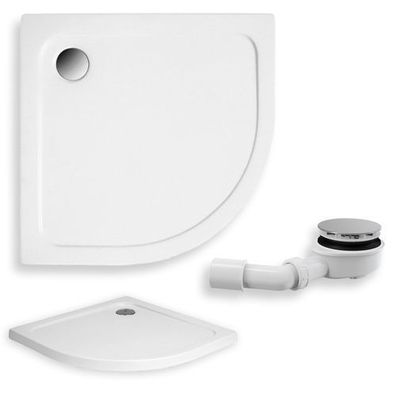 Duschwanne Viertelkreis Acryl Standard 90x90x5,5 Weiß | Ablaufgarnitur im SET !