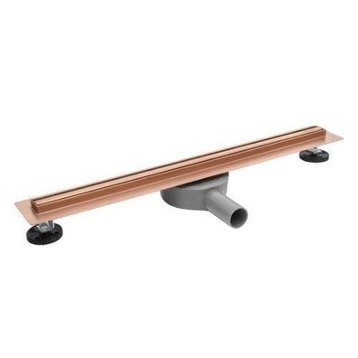 Duschrinnen Edelstahl SLIM & LOW Proline 80 cm in Kupfer | Komplettset Bodenablauf
