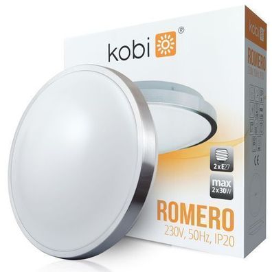 Deckenlampe Flach, Rund Ø34cm, Kompatibel mit 2x E27 230V