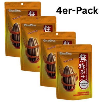 4er-Pack ChaCha Geröstete Sonnenblumenkerne Karamellgeschmack 160g