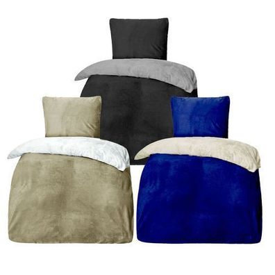 Wendebettwäsche Winter Cashmere Touch Fleece Uni 135x200 80x80cm