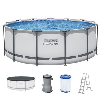 Steel Pro MAX™ Frame Pool Komplett-Set mit Filterpumpe Ø 396 x 122 cm, lichtgrau,