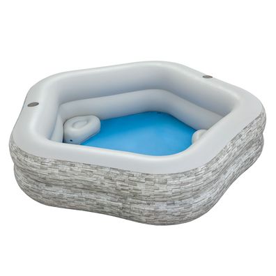 TruPrint™ Family Pool 213 x 206 x 53 cm, Steinwand-Optik (Cremegrau)