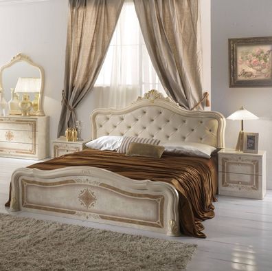 Barock Doppelbett Leana in Beige