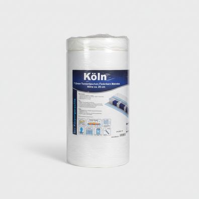 Köln 7-Zonen Tonnentaschen-Matratze 100x200cm H2 für Allergiker