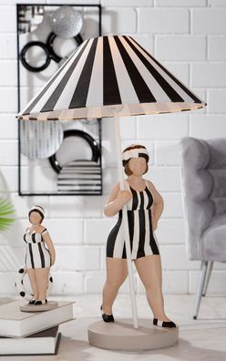 Gilde Tischleuchte, Badenixe, "Becky", gepunktet, gestreift, Kunstharz, Textil,