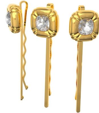 Swarovski DLC002 Haarnadel, Set (3), Kristalle im Kissenschliff, Gelb, Goldlegieru