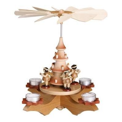 Leuchterpyramide Engel mit Teelichter BxHxT 31x33x31cm NEU Holzpyramide Tischdeko