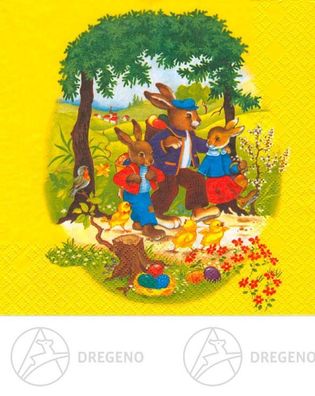 Servietten Hasenfamilie (20) B=xH=ca 33 cmx33 cm NEU Erzgebirge Papierservietten