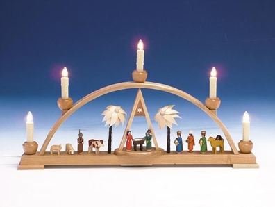 Fensterdekoration Schwibbogen Christi Geburt elektrisch bunt Länge 52cm NEU