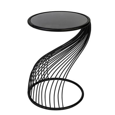 Casablanca Beistelltisch, rund, "Ray", Glas, Metall, schwarz, , H. 52,5 cm, D