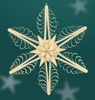 Fensterschmuck Spanstern Mitte mit 2 Kiefersterne 32x32x3,5cm NEU Fensterbild Sp