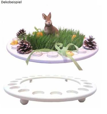 Kerzenhalter Teelichthalter WEIß Ø 45 cm, Höhe 6,5 cm NEU Holzleuchter OHNE DEKO