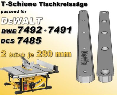 2x 280mm T-Schiene T-Nut Tischkreissäge DeWalt DWE 7492, 7491, 7485 kompatibel